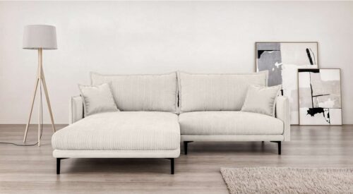 Home affaire Ecksofa ALEXANDRIA mit Recamiere rechts oder links bestellbar, moderne Bezüge, L-Form mit Wellenunterfederung, Maße: B/H/T 246/86/190 cm