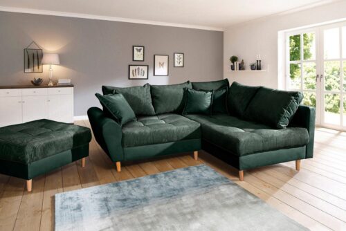Home affaire Ecksofa Rice L-Form, B: 223 cm - OTTO. Verlässliche Qualität., Set: Sofa & Hocker, 3 Zierkissen, Federkern