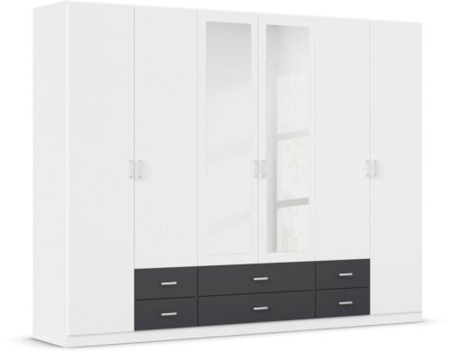rauch Kleiderschrank Schrank Garderobe Ankleide GAMMA Breiten 91/136/181/226/271/315/360 cm (in 3 Ausstattungen BASIC/CLASSIC/PREMIUM (inkl. SOFT-CLOSE-Funktion) verschiedene Griff-Varianten, mit Spiegel TOPSELLER MADE IN GERMANY
