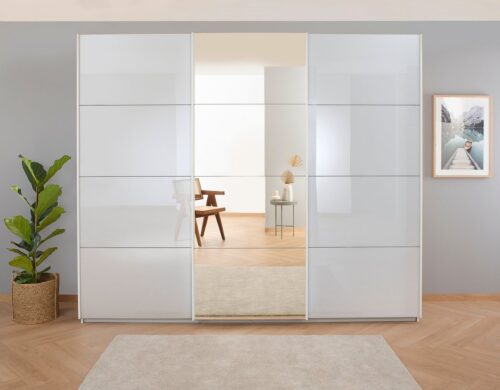 rauch Schwebetürenschrank Kleiderschrank Schrank Garderobe KOLUNA mit Glastüren und Spiegel (3 Ausstattungen BASIC/CLASSIC/PREMIUM (inkl. SOFT-CLOSE-FUNKTION) Breiten 203/271/315/360 cm Höhen 210/229 cm MADE IN GERMANY