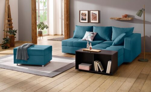 Home affaire Ecksofa Italia L-Form, B: 217 cm, Bettfunktion, Bettkasten & 1 Zierkissen, Federkern