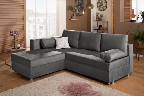 Home affaire Ecksofa Italia L-Form, B: 217 cm, Bettfunktion, Bettkasten & 1 Zierkissen, Federkern