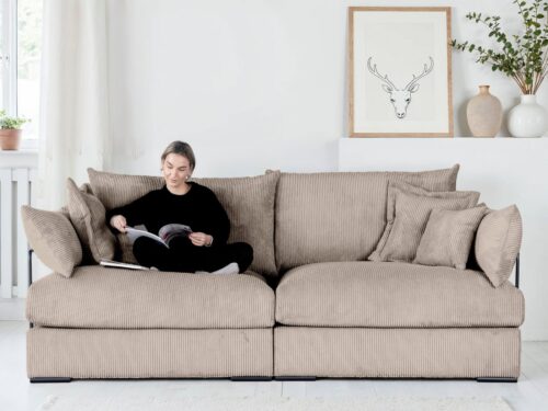 Home affaire Big-Sofa Casa XXL, B: 247 cm, 4 Zierkissen, Mega-Sofa, in Cord oder Chenille-Struktur, Federkern