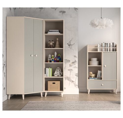 Lomadox Jugendzimmer-Set MODICA-131, (Sparset, 3-tlg., Eckkleiderschrank Regal), in Sandbeige mit grau mit fühlbarer Struktur, Softclose