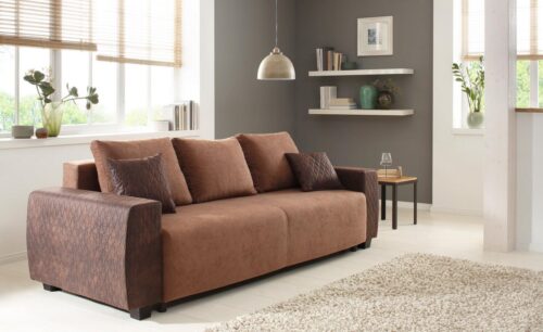Home affaire Schlafsofa Bella, B: 241 cm, Liegefl. 142x194 cm, Bettfunktion, Bettkasten & 2 Zierkissen, Federkern