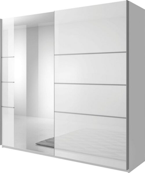 Home affaire Schwebetürenschrank Beta Schiebetürenschrank Kleiderschrank Wäscheschrank mit Spiegel, INKLUSIVE kompletter Innenausstattung, Front in Hochglanz