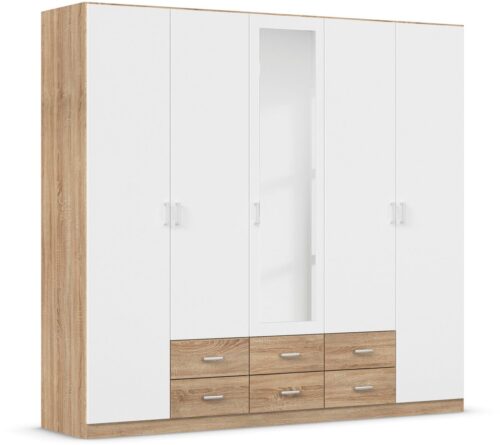 rauch Kleiderschrank Schrank Garderobe Ankleide GAMMA Breiten 91/136/181/226/271/315/360 cm (in 3 Ausstattungen BASIC/CLASSIC/PREMIUM (inkl. SOFT-CLOSE-Funktion) verschiedene Griff-Varianten, mit Spiegel TOPSELLER MADE IN GERMANY