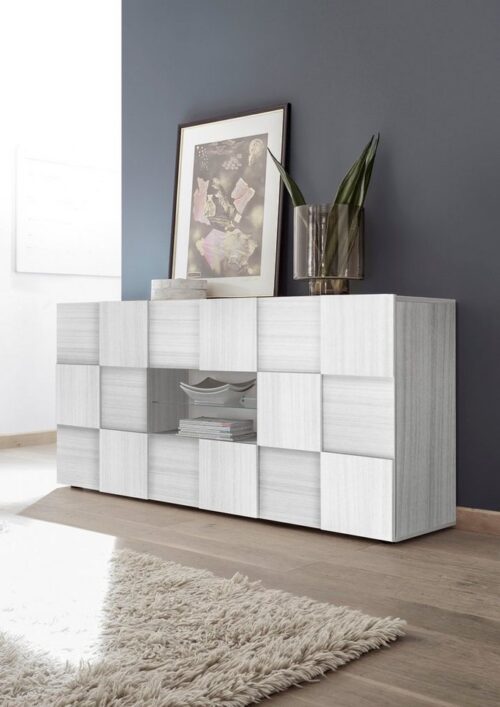 Home affaire Sideboard Dama Breite 181, Kommode 2 Türen u. 2 Schubkästen, Anrichte, Front in 3D-Optik, viel Stauraum, verschiedene Farben