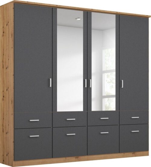 rauch Kleiderschrank Kleiderschrank Schrank Garderobe deckenhoher Schrank BREMEN (optional mit Spiegel, Breiten: 91/136/181 cm, Höhe: 199 cm) in vielen Farbvariationen, inkl. Kranzblende MADE IN GERMANY