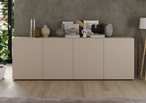 Home affaire Sideboard Rio Breite 240 cm, Kommode mit 4 Türen, Anrichte, geriffelte MDF-Fronten, modern u. elegant, viel Stauraum