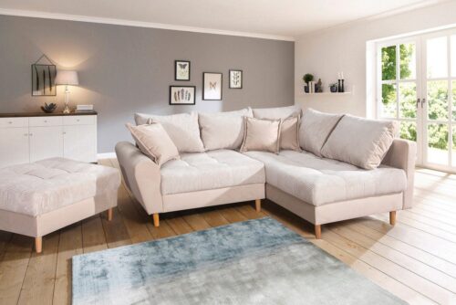 Home affaire Ecksofa Rice L-Form, B: 223 cm - OTTO. Verlässliche Qualität., Set: Sofa & Hocker, 3 Zierkissen, Federkern