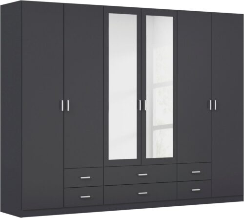 rauch Kleiderschrank Schrank Garderobe Ankleide GAMMA Breiten 91/136/181/226/271/315/360 cm (in 3 Ausstattungen BASIC/CLASSIC/PREMIUM (inkl. SOFT-CLOSE-Funktion) verschiedene Griff-Varianten, mit Spiegel TOPSELLER MADE IN GERMANY