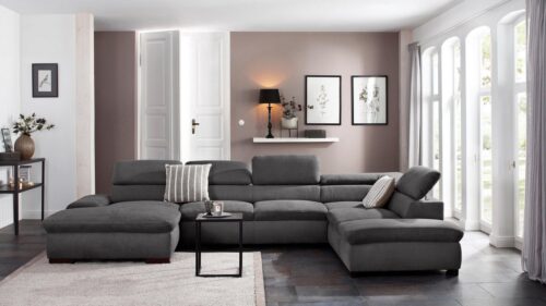 Home affaire Wohnlandschaft Alberto U-Form, mit Kopfteilverstellung, wahlweise mit Bettfunktion