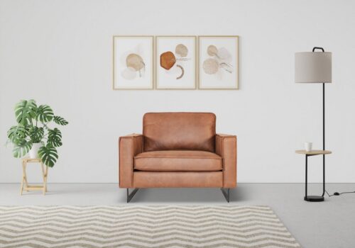 Home affaire Loveseat Pinto 105 cm, Cord, Chenille, Lederoptik, mit Keder, Metallfüßen und auch in Cord Bezug erhältlich