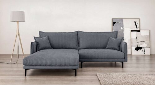 Home affaire Ecksofa ALEXANDRIA mit Recamiere rechts oder links bestellbar, moderne Bezüge, L-Form mit Wellenunterfederung, Maße: B/H/T 246/86/190 cm