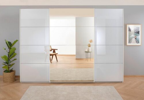 rauch Schwebetürenschrank Kleiderschrank Schrank Garderobe KOLUNA mit Glastüren und Spiegel (3 Ausstattungen BASIC/CLASSIC/PREMIUM (inkl. SOFT-CLOSE-FUNKTION) Breiten 203/271/315/360 cm Höhen 210/229 cm MADE IN GERMANY
