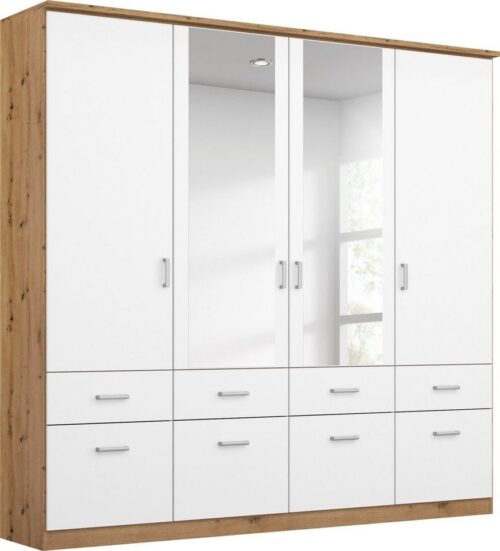 rauch Kleiderschrank Kleiderschrank Schrank Garderobe deckenhoher Schrank BREMEN (optional mit Spiegel, Breiten: 91/136/181 cm, Höhe: 199 cm) in vielen Farbvariationen, inkl. Kranzblende MADE IN GERMANY