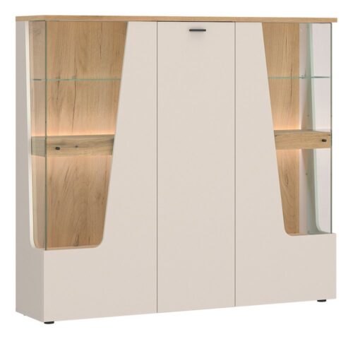 Lomadox Highboard CARMONA-129, 150 cm breit in Kaschmir & Eiche, 3-türig