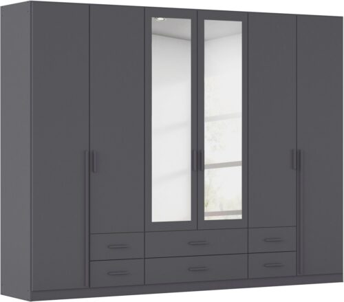 rauch Kleiderschrank Schrank Garderobe Ankleide GAMMA Breiten 91/136/181/226/271/315/360 cm (in 3 Ausstattungen BASIC/CLASSIC/PREMIUM (inkl. SOFT-CLOSE-Funktion) verschiedene Griff-Varianten, mit Spiegel TOPSELLER MADE IN GERMANY