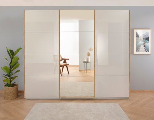rauch Schwebetürenschrank Kleiderschrank Schrank Garderobe KOLUNA mit Glastüren und Spiegel (3 Ausstattungen BASIC/CLASSIC/PREMIUM (inkl. SOFT-CLOSE-FUNKTION) Breiten 203/271/315/360 cm Höhen 210/229 cm MADE IN GERMANY