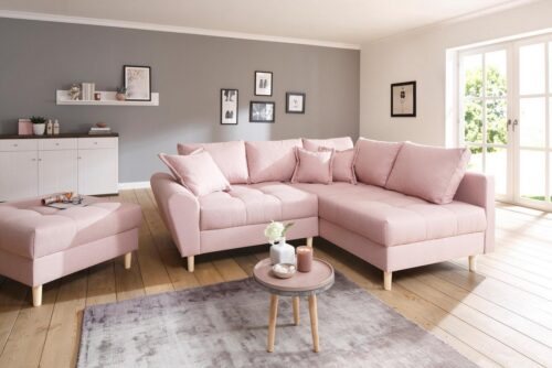 Home affaire Ecksofa Rice L-Form, B: 223 cm - OTTO. Verlässliche Qualität., Set: Sofa & Hocker, 3 Zierkissen, Federkern