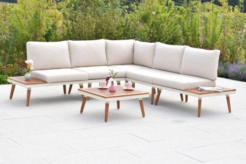 MERXX Gartenlounge-Set »Delphi«, (Set, 13-tlg), Eckbank mit seitlichen Ablageflächen