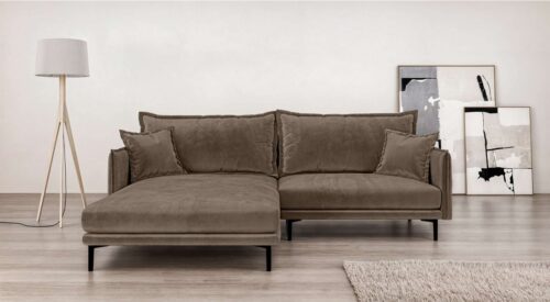 Home affaire Ecksofa ALEXANDRIA mit Recamiere rechts oder links bestellbar, moderne Bezüge, L-Form mit Wellenunterfederung, Maße: B/H/T 246/86/190 cm
