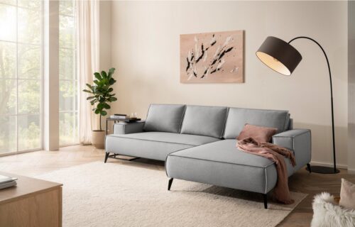 Home affaire Ecksofa TVINNU, L-Form, 275cm, in Cord und Leinenoptik, wahlweise Recamiere rechts/links, schwarze Füße, bequemer Sitzkomfort