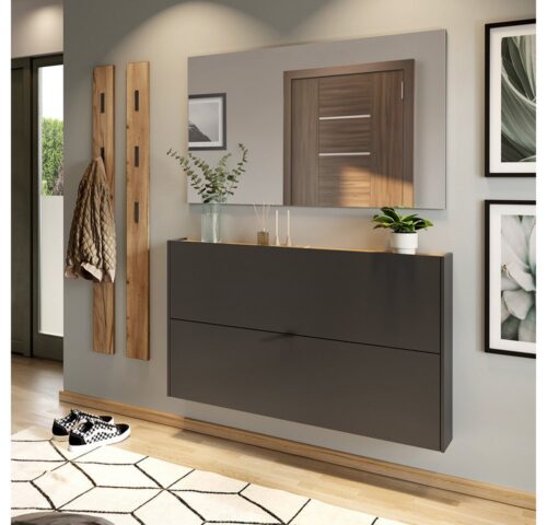 Lomadox Garderoben-Set ABERDEEN-01, (Spar-Set, 4-St), in grau mit Eiche, ideal für schmale Flure