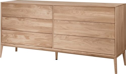 Home affaire Sideboard Koda Kommode, 6 geräumige Schubladen mit Push-To-Open-Funktion, Scandi, Aus massivem Eichenholz, Minimalistischer Stil, B: 177,7 x H: 81,8 cm
