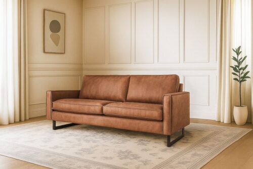 Home affaire 3-Sitzer Pinto, 206 cm, Cord, Chenille, Lederoptik, mit Keder, schwarze Metallfüße, Wellenunterfederung