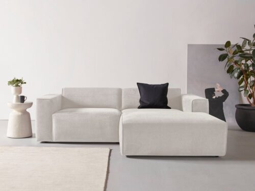Home affaire Ecksofa Noord mit Kedernaht, Breite 234 cm, L-Form, Cord, Struktur, Webstoff, mit Wellenunterfederung, Massivholzrahmen
