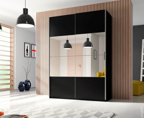Home affaire Schwebetürenschrank Beta Schiebetürenschrank Kleiderschrank Wäscheschrank mit Spiegel, INKLUSIVE kompletter Innenausstattung, Metallgriffe