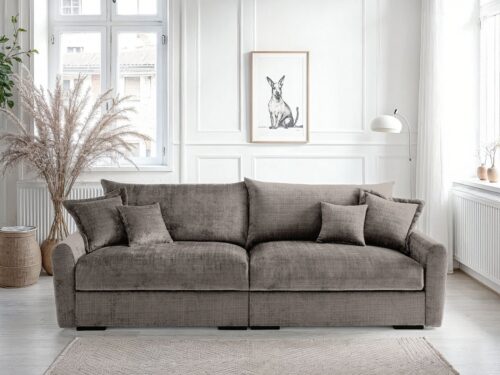 Home affaire Big-Sofa Finca XXL, B: 247 cm, 4 Zierkissen, Mega-Sofa, in Cord oder Chenille-Struktur, Federkern
