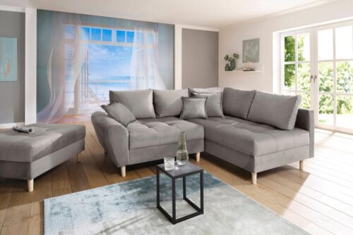 Home affaire Ecksofa Rice L-Form, B: 223 cm - OTTO. Verlässliche Qualität., Set: Sofa & Hocker, 3 Zierkissen, Federkern
