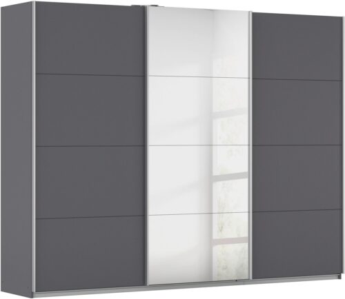 rauch Schwebetürenschrank Kleiderschrank Schrank Garderobe Wäscheschrank Ankleide KULMBACH (Breite 271 cm) in 2 Höhen erhältlich, mit Metallgriffleisten MADE IN GERMANY