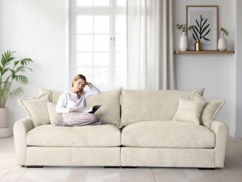 Home affaire Big-Sofa Finca XL, B: 190 cm, 4 Zierkissen, Mega-Sofa, in Cord oder Chenille-Struktur, Federkern