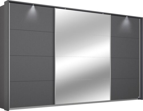 rauch Schwebetürenschrank Kleiderschrank Schrank Garderobe CORTONA optional mit Beleuchtung (Breiten 211/278/323/368 cm, Höhen 214/233 cm) inkl. Passepartout, Inneneinteilung 2 Boxen und Böden MADE IN GERMANY