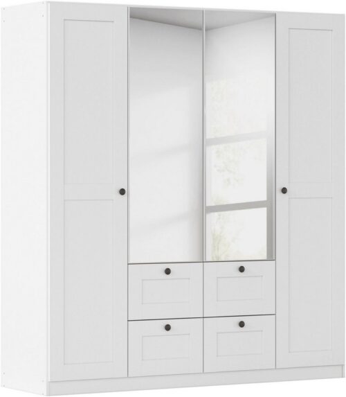 rauch Drehtürenschrank Kleiderschrank Schrank Garderobe Ankleide Schlafzimmerschrank YLVA (Breiten: 90/135/180 cm, Höhe 197 cm) skandinavischer Style mit Rahmenfront und Knopfgriffen MADE IN GERMANY