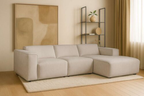 Home affaire Ecksofa Noord mit Kedernaht, Breite 281 cm, L-Form, Cord, Struktur, Webstoff, mit Wellenunterfederung, Massivholzrahmen