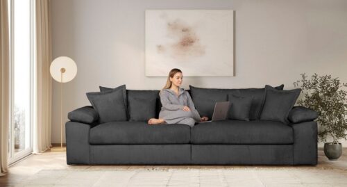 Home affaire Big-Sofa Soft&Cosy XXL, B: 303 cm - OTTO. Verlässliche Qualität., Mega-Sofa, Cord oder Chenille-Struktur, mit Federkern & 4 Zierkissen