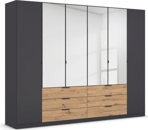 rauch Drehtürenschrank Kleiderschrank Schrank Garderobe Schlafzimmerschrank DAVOA mit farblich abgesetzten Schubkästen in Eiche Artisan MADE IN GERMANY