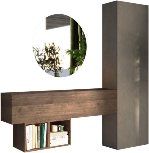 Home affaire Garderoben-Set Infinity, 4tlg. Breite 192 cm, Höhe 186 cm, moderne Garderobe, (Spar-Set, 4-St), (Hochschrank, Hängeschrank, Würfelregal 2er Set, Spiegel) Diele, Flur