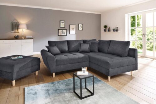 Home affaire Ecksofa Rice L-Form, B: 223 cm - OTTO. Verlässliche Qualität., Set: Sofa & Hocker, 3 Zierkissen, Federkern
