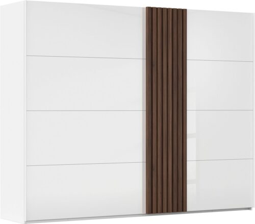 rauch Schwebetürenschrank Kleiderschrank Schrank Garderobe Wäscheschrank TEGIO mit hochwertigen Holzdekoraufleistung und Glasfront MADE IN GERMANY