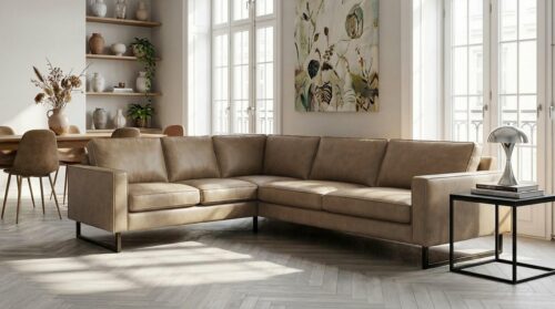 Home affaire Ecksofa Pinto, XXL, 250/290 cm, langer Schenkel, Ottomane, Cord, Chenille, Lederoptik, mit Keder, Metallfüße, Wellenunterfederung