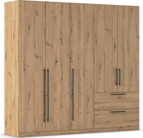 rauch Kleiderschrank Drehtürenschrank Schrank Garderobe Wäscheschrank Schlafzimmer AVOLA (3 verschiedene Ausstattungen BASIC/CLASSIC/PREMIUM (inkl. SOFT-CLOSE) mit hochwertigen Stangengriffen aus Metall in Schwarz MADE IN GERMANY