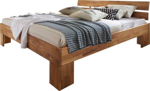 Home affaire Massivholzbett Tommy, Futonbett, aus Massive FSC-zertifizierte Wildeiche, Futon Stil (hohe Belastbarkeit: 200kg je Seite), Massivholz Scandi Design, Robust, stabil, In unterschiedlichen Breiten