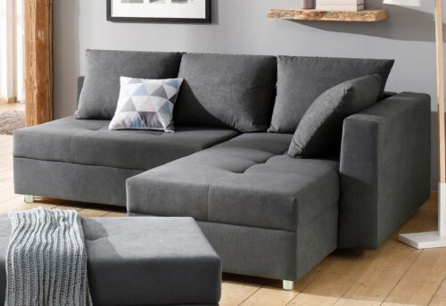 Home affaire Ecksofa Italia L-Form, B: 217 cm, Bettfunktion, Bettkasten & 1 Zierkissen, Federkern