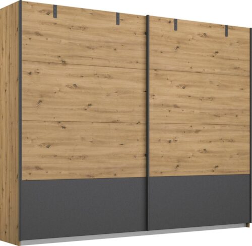 rauch Schwebetürenschrank Schrank Kleiderschrank Ankleide Garderobe BIRMINGHAM (Breite/Höhe/Tiefe: 226/210/62 cm) im Industrial-Style, Griffleisten in Graumetallic MADE IN GERMANY
